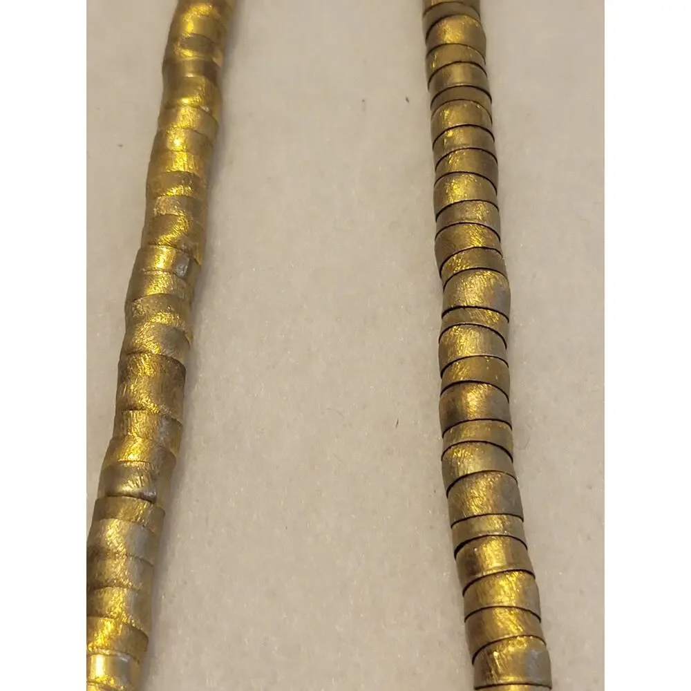 Brass Bronze Necklace Serpentine Reticulated Tube Beaded Metal Fashion‎ Jewelry